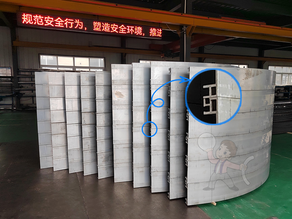 Rotating door profile bending